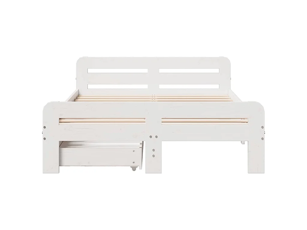 Cama sem colchão 135x190 cm madeira de pinho maciça branco