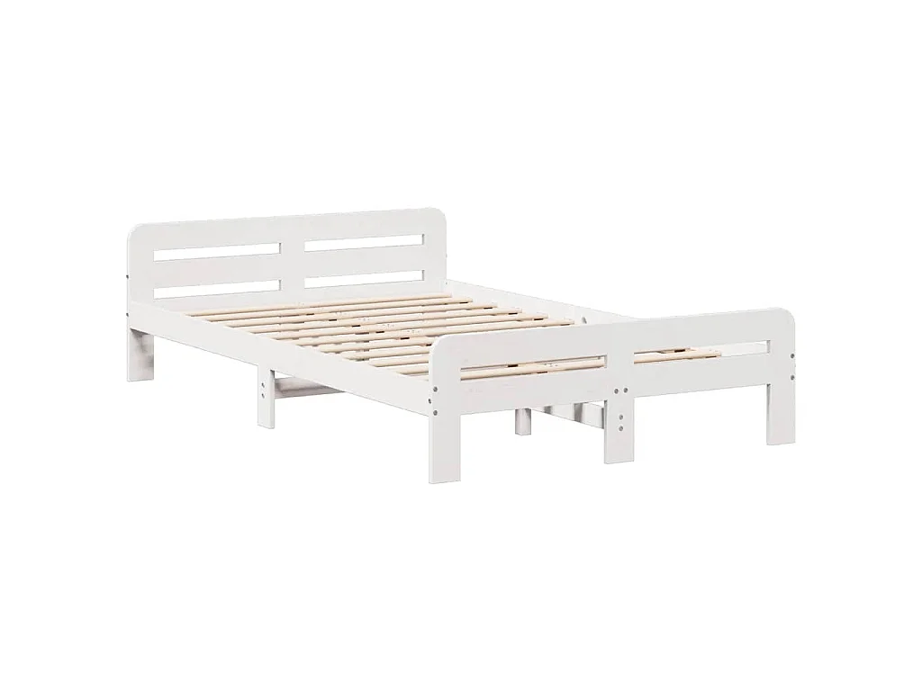 Cama sem colchão 135x190 cm madeira de pinho maciça branco