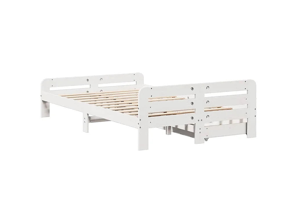 Cama sem colchão 135x190 cm madeira de pinho maciça branco