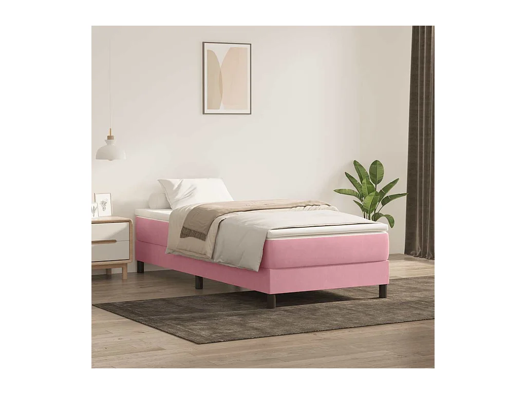 Sommier à lattes de lit sans matelas rose 80x220 cm velours