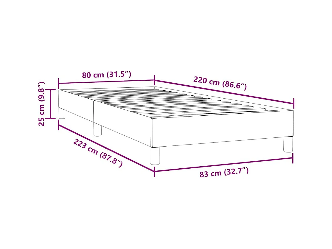 Sommier à lattes de lit sans matelas rose 80x220 cm velours