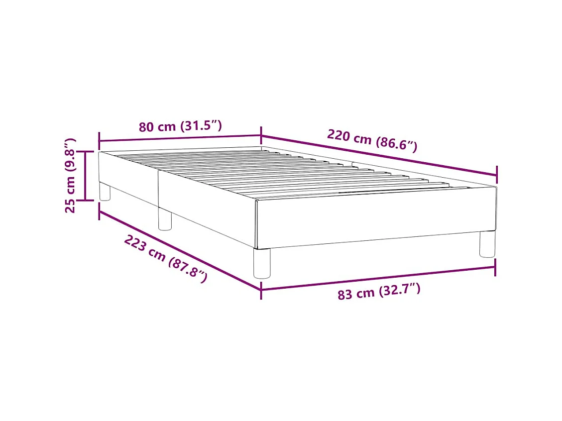 Sommier à lattes de lit sans matelas rose 80x220 cm velours