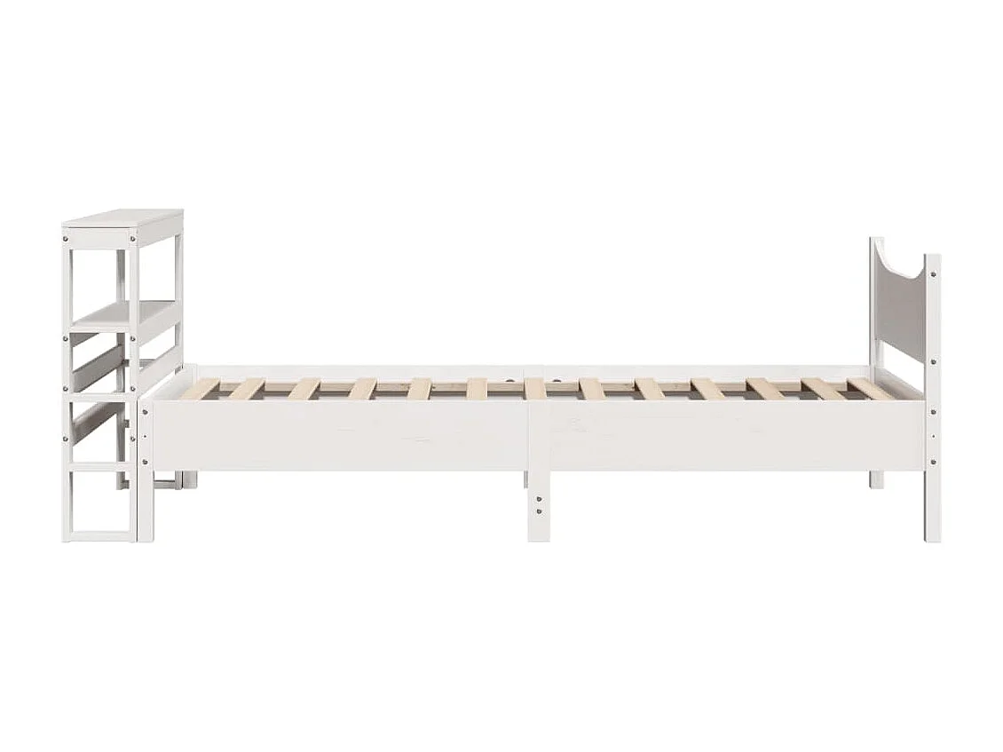 Bedframe met hoofdbord massief grenenhout wit 75x190 cm
