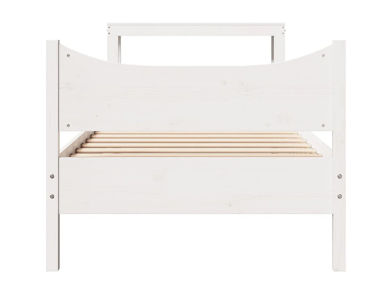 Bedframe met hoofdbord massief grenenhout wit 75x190 cm