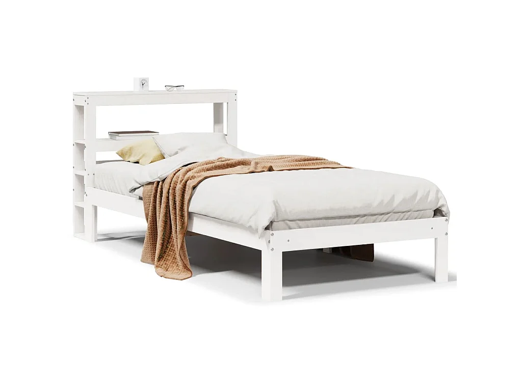 Estrutura cama c/ cabeceira 75x190 cm pinho maciço
