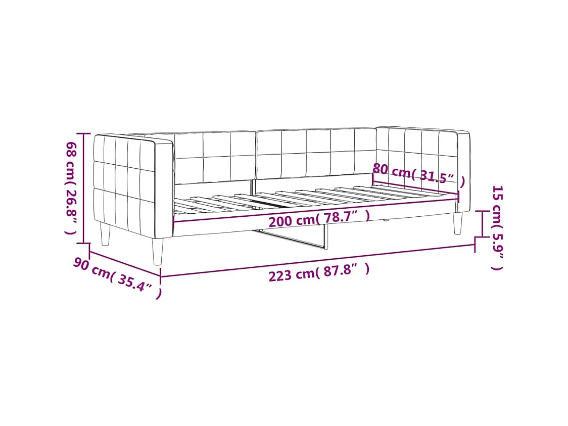 Tagesbett Dunkelgrau 80x200 cm Samt