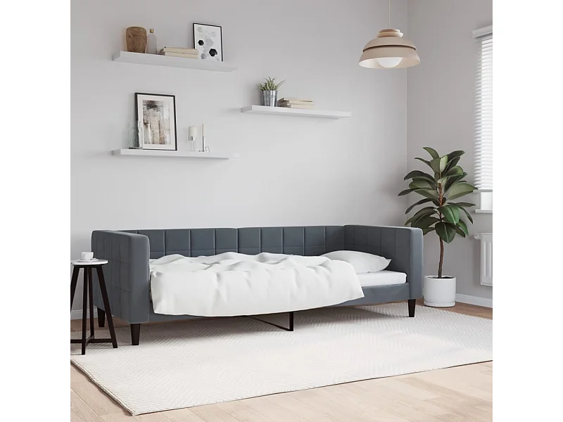 Sofá-cama 80x200 cm veludo cinzento-escuro
