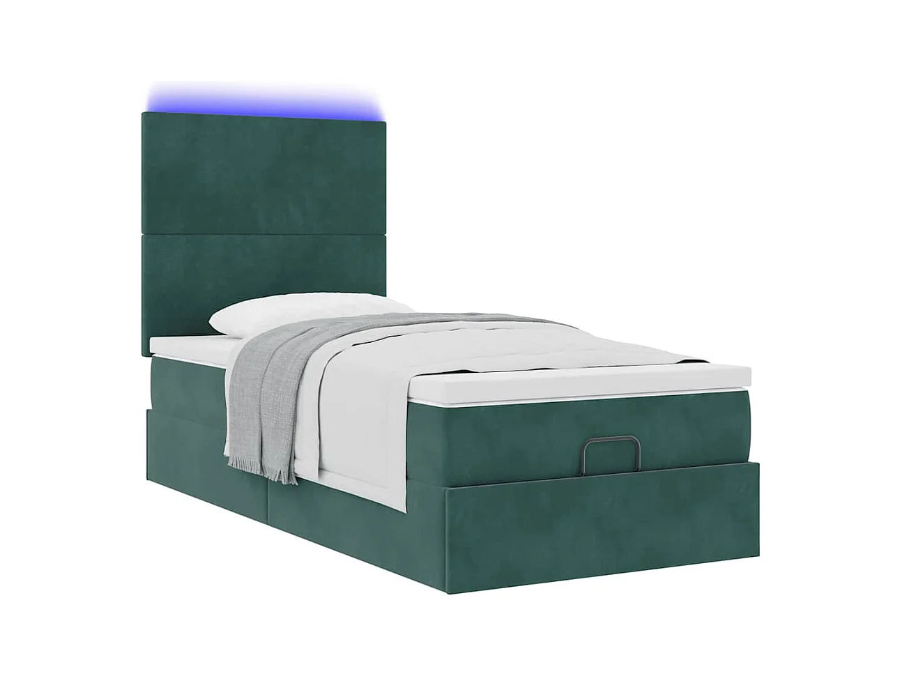 Cadre de lit ottoman avec matelas vert foncé 80x200 cm velours