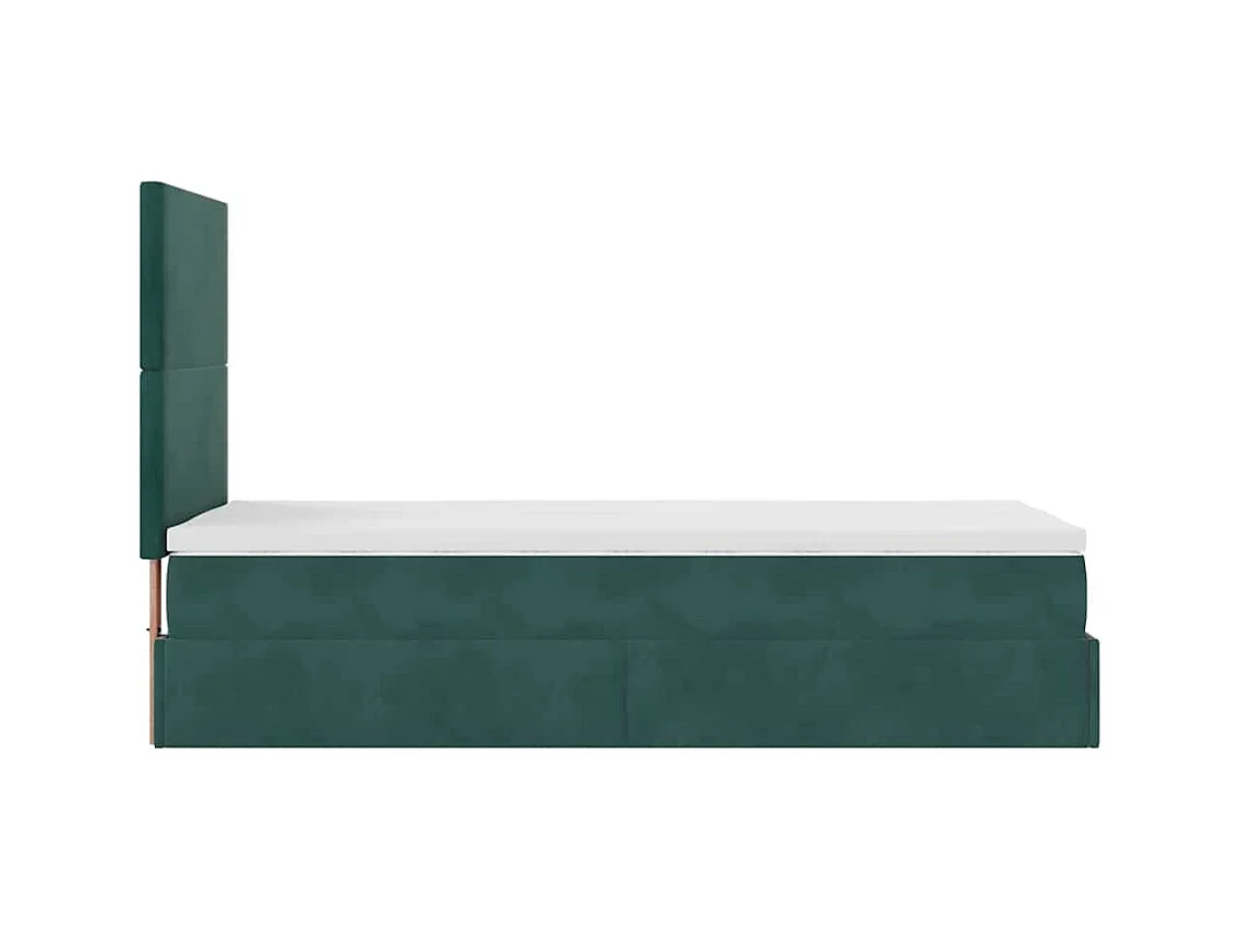 Cadre de lit ottoman avec matelas vert foncé 80x200 cm velours
