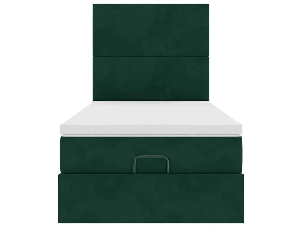 Estructura cama otomana colchones terciopelo verde oscuro