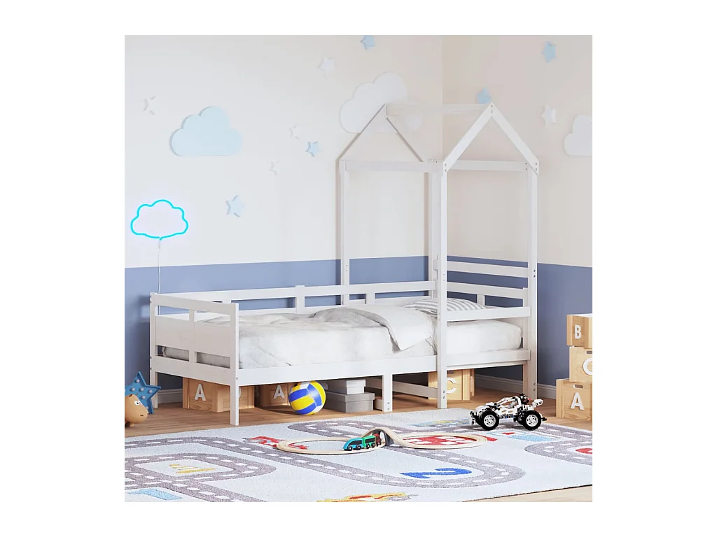Lit de jour avec toit sans matelas blanc 80x200 cm bois massif