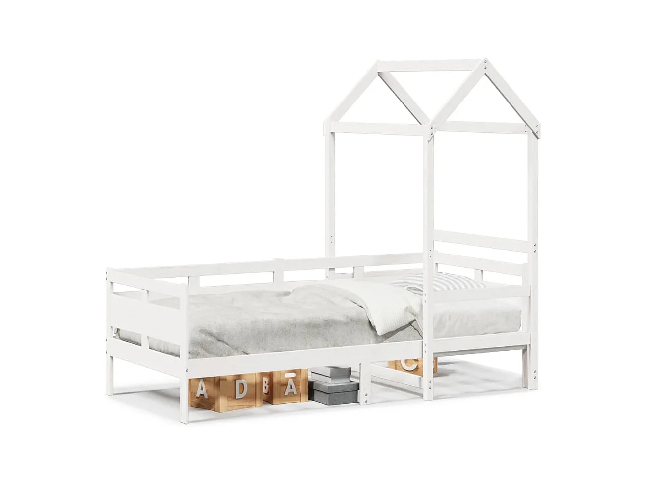 Lit de jour avec toit sans matelas blanc 80x200 cm bois massif