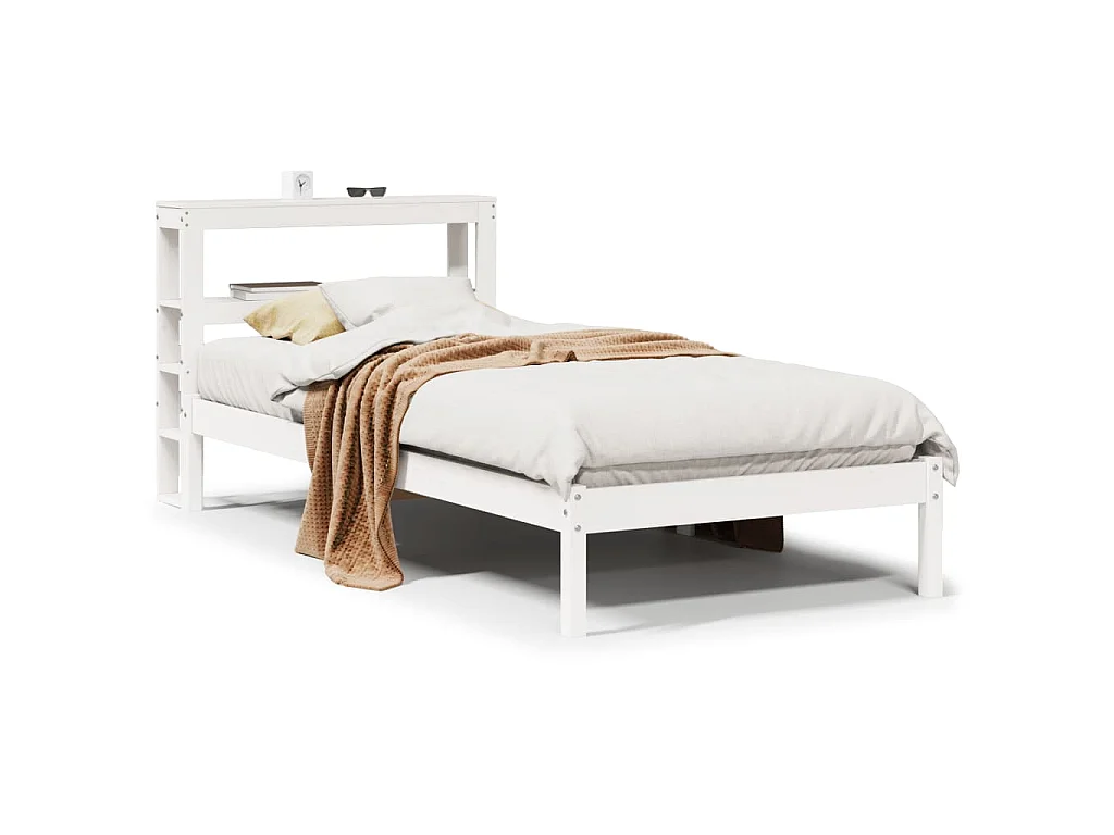 Cadre de lit sans matelas blanc 75x190 cm bois de pin massif