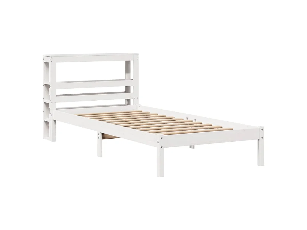 Cadre de lit sans matelas blanc 75x190 cm bois de pin massif