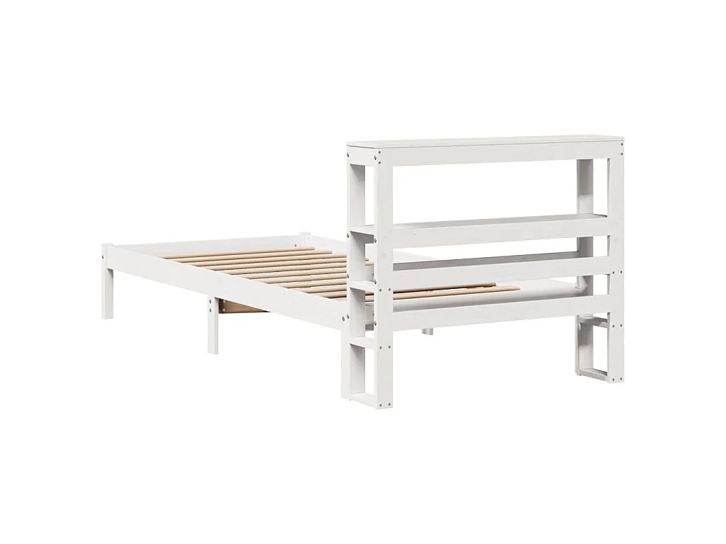Cadre de lit sans matelas blanc 75x190 cm bois de pin massif