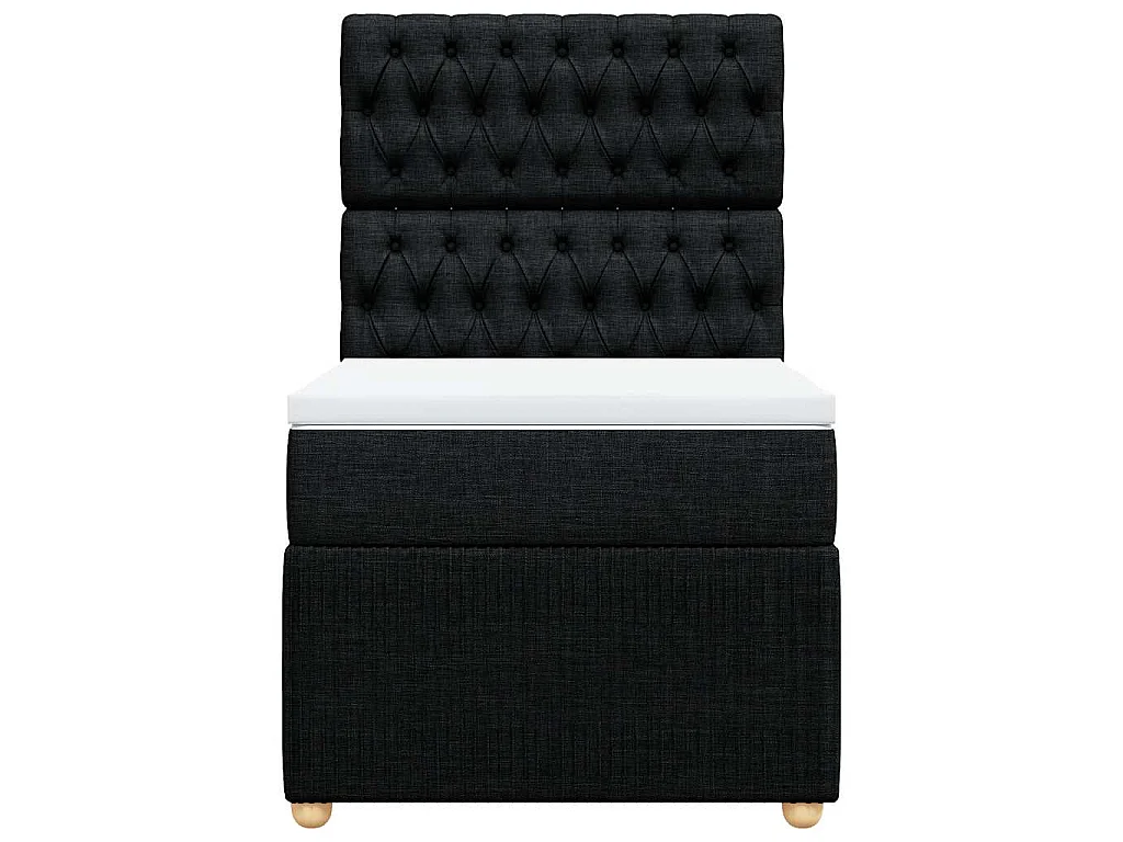 Cama box spring con colchón tela negro 80x200 cm