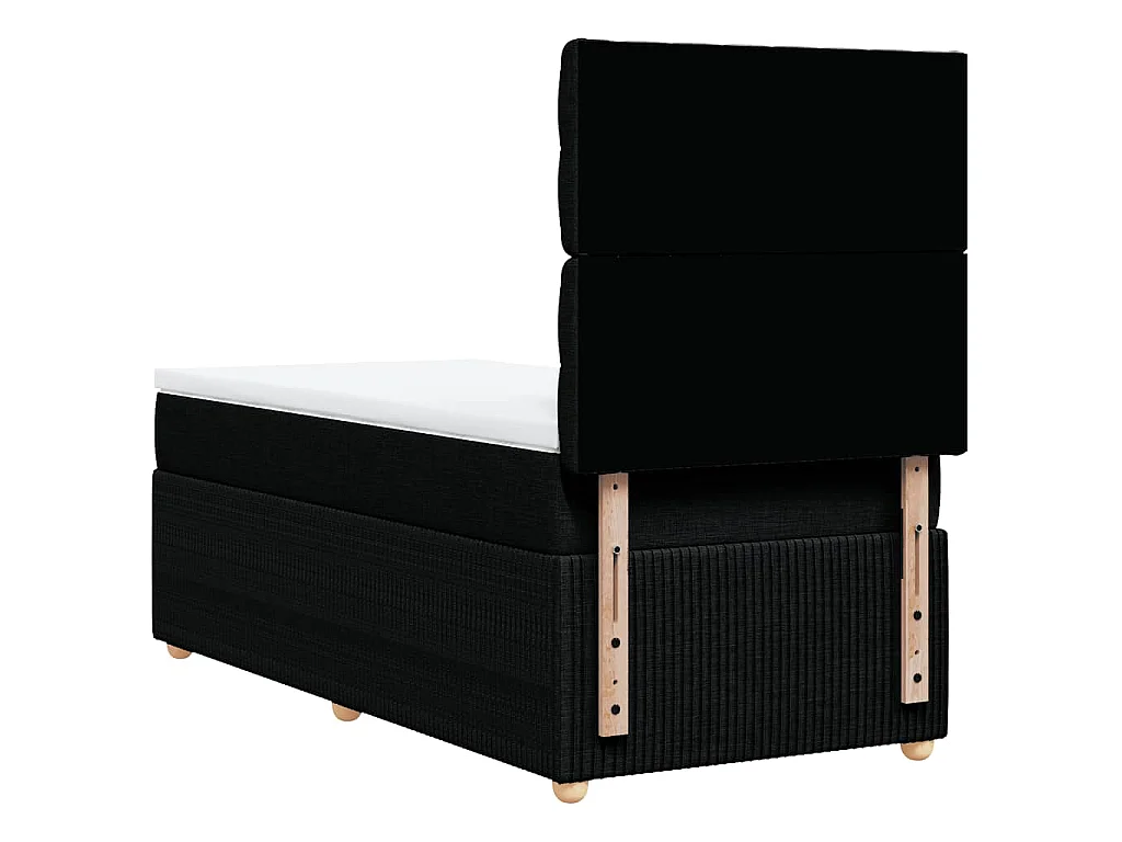 Cama box spring con colchón tela negro 80x200 cm