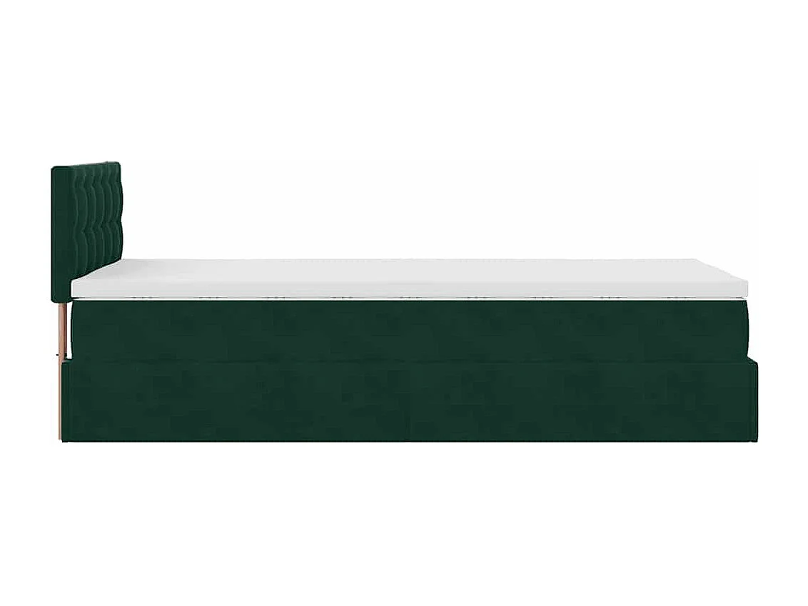Cadre de lit ottoman avec matelas vert foncé 80x200 cm velours