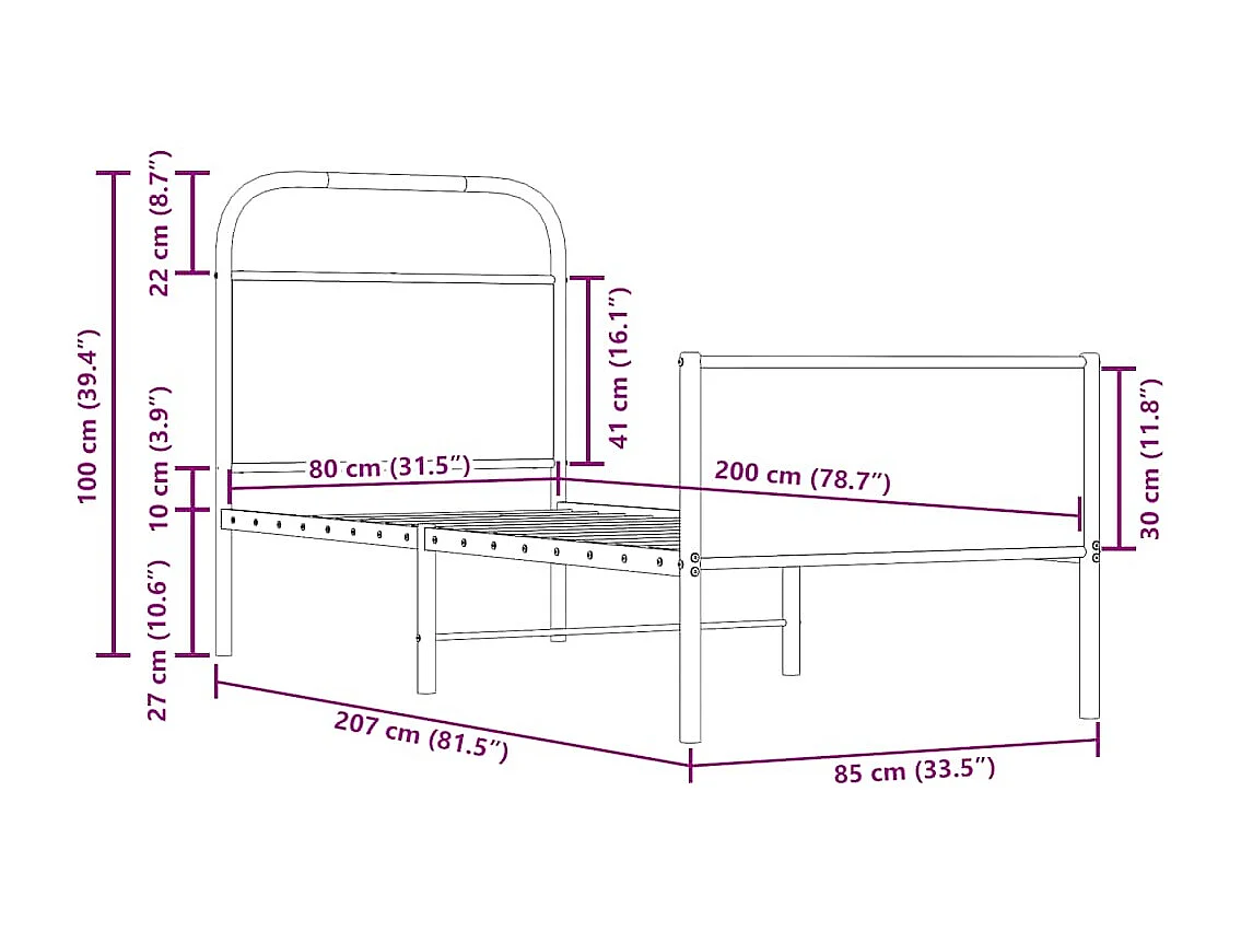 Bettgestell ohne Matratze 80x200 cm Sonoma-Eiche Holzwerkstoff