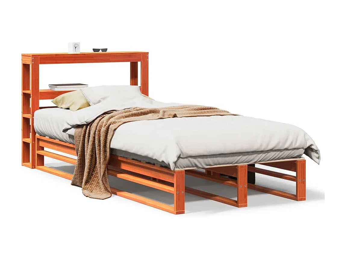 Massivholzbett ohne Matratze Wachsbraun 75x190 cm Kiefernholz