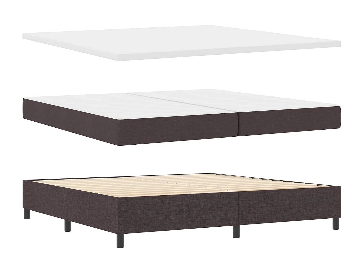 Letto a molle con materasso Marrone Scuro 200 x 200 cm Tessuto