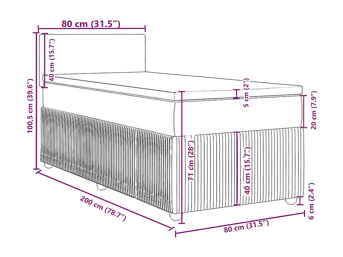 Sommier à lattes de lit avec matelas gris clair 80x200 cm tissu