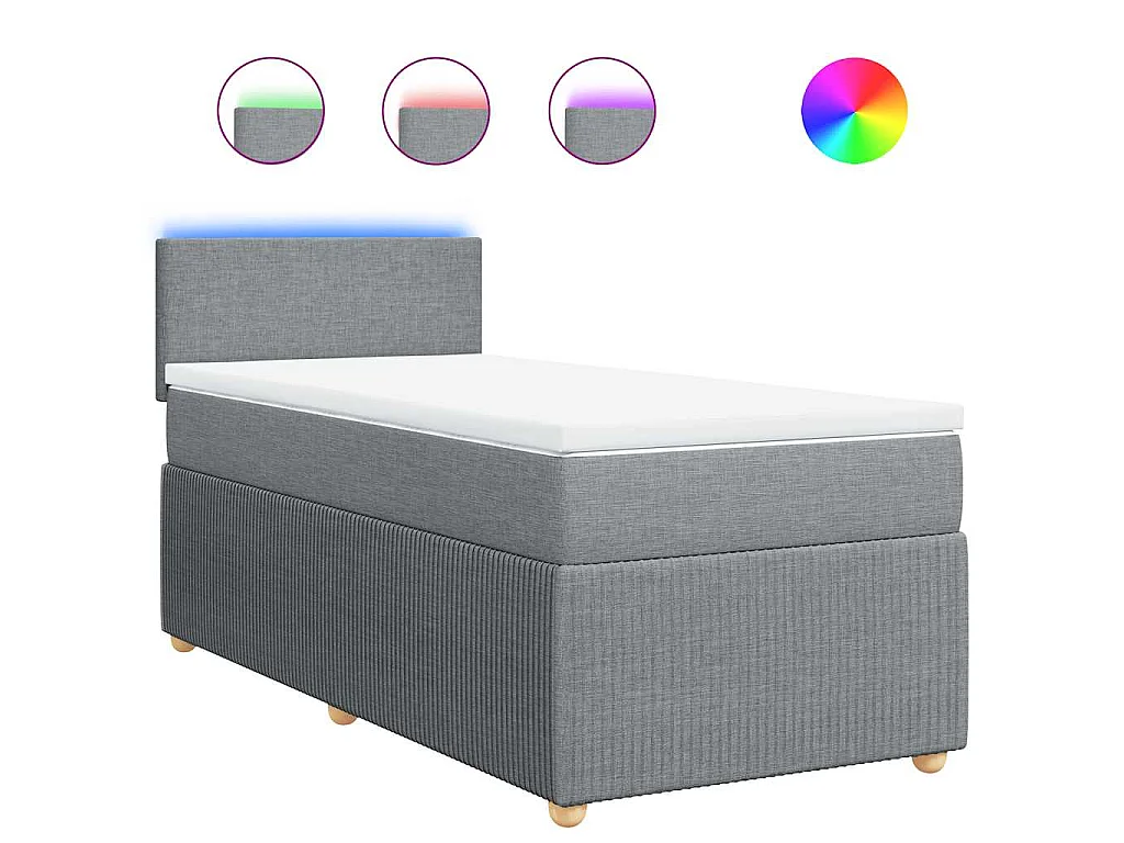Sommier à lattes de lit avec matelas gris clair 80x200 cm tissu