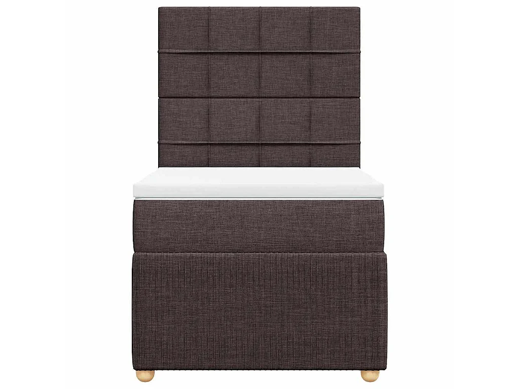 Cama box spring con colchón tela marrón oscuro 80x200 cm