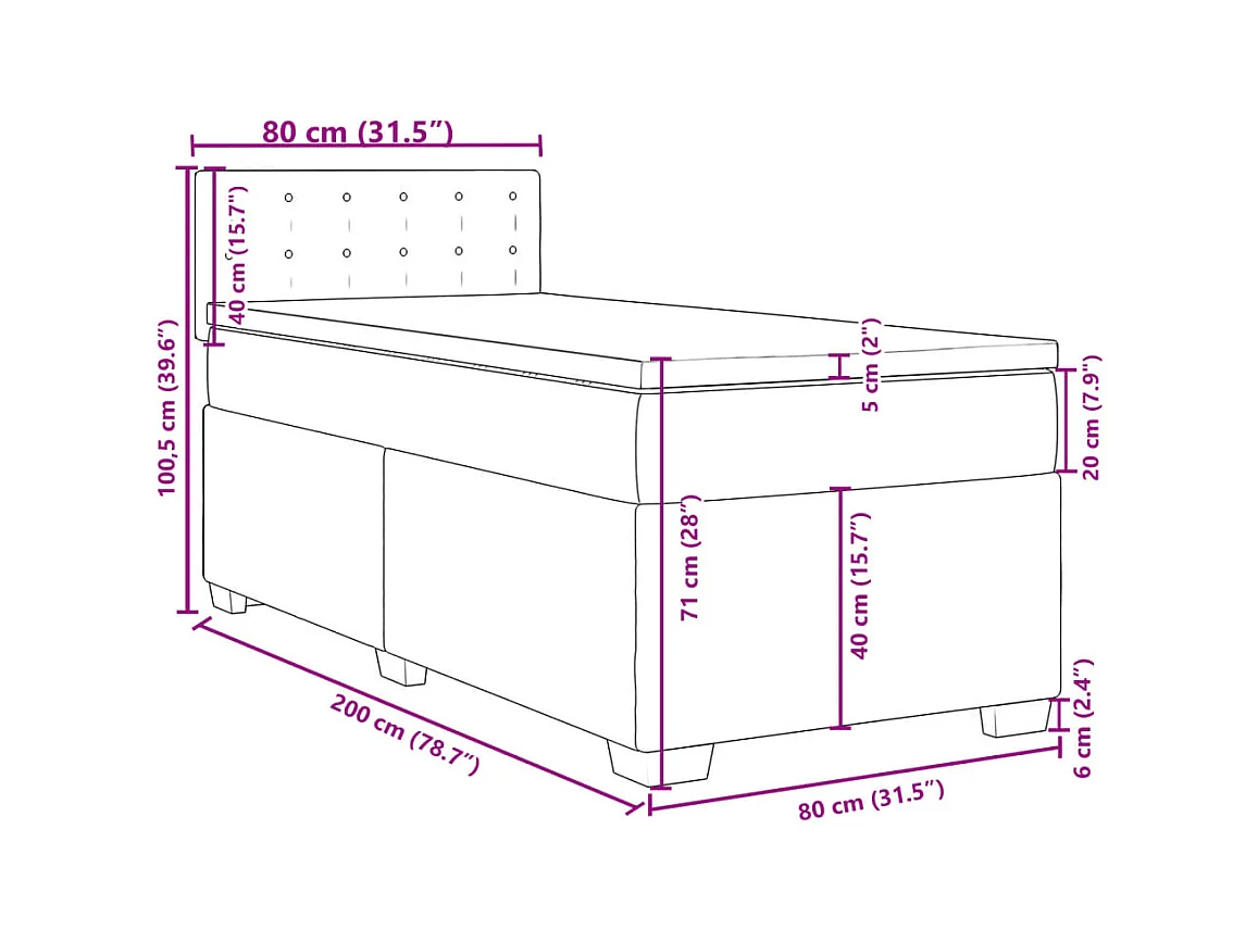 Sommier à lattes de lit avec matelas Crème 80x200 cm Tissu