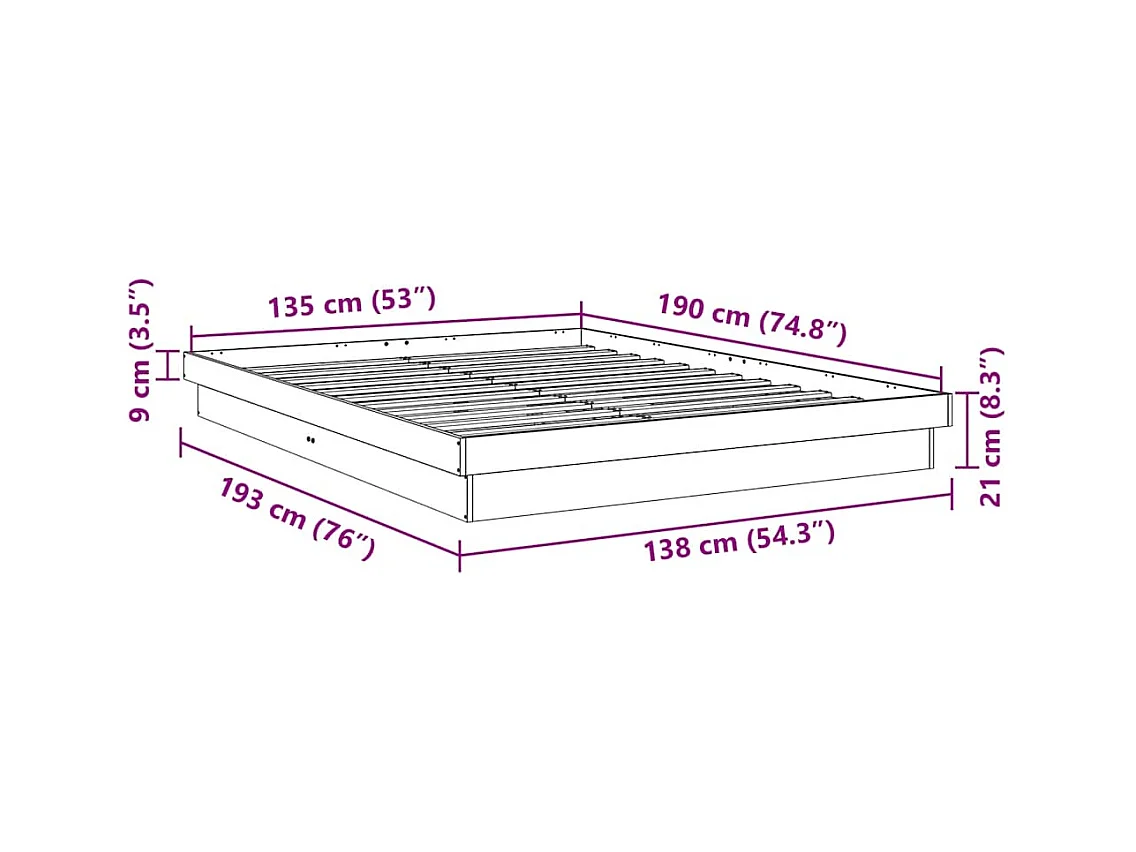 Massivholzbett ohne Matratze 135x190 cm Eichenholz