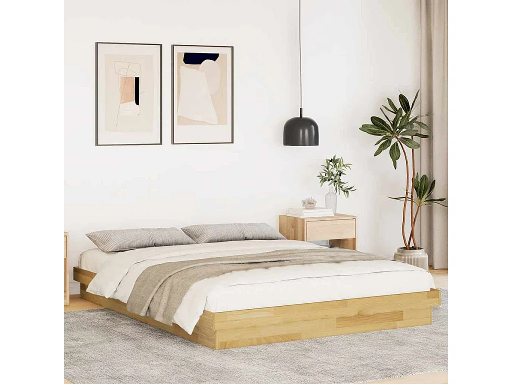 Struttura Letto Senza Materasso 135x190 cm in Legno di Rovere