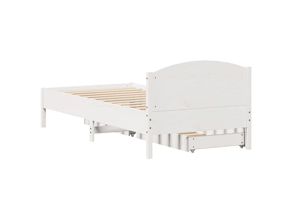 Bedframe zonder matras massief grenenhout wit 75x190 cm
