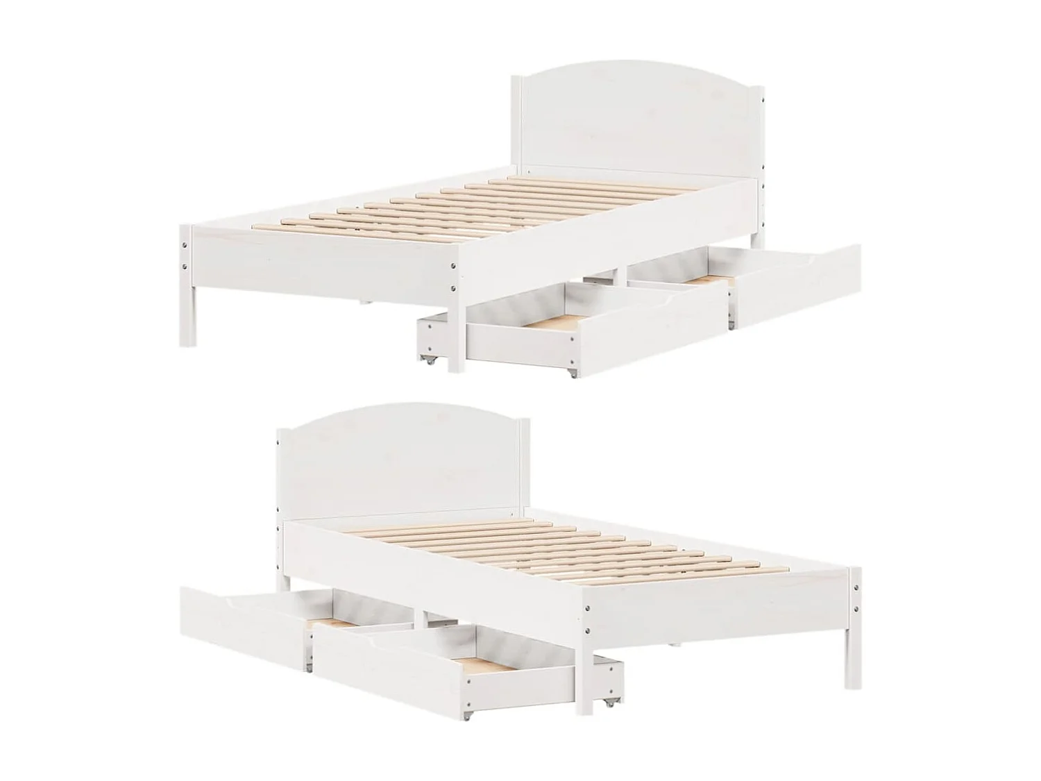 Cadre de lit sans matelas blanc 75x190 cm bois de pin massif