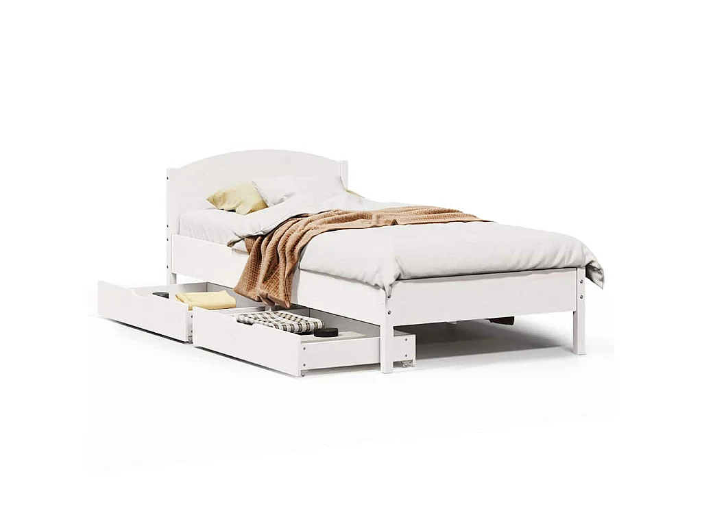 Estructura de cama sin colchón madera maciza blanca 75x190 cm