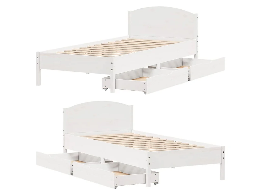 Estructura de cama sin colchón madera maciza blanca 75x190 cm