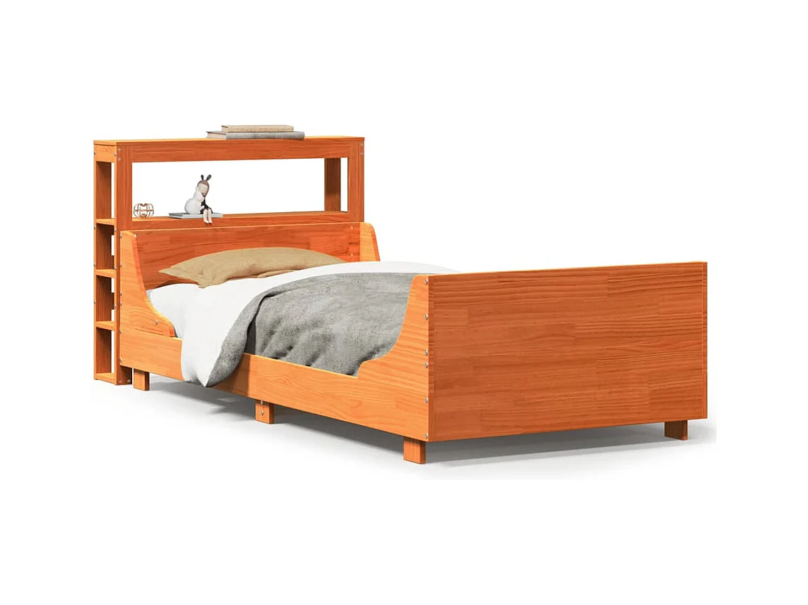 Cadre de lit sans matelas cire marron 75x190 cm bois pin massif