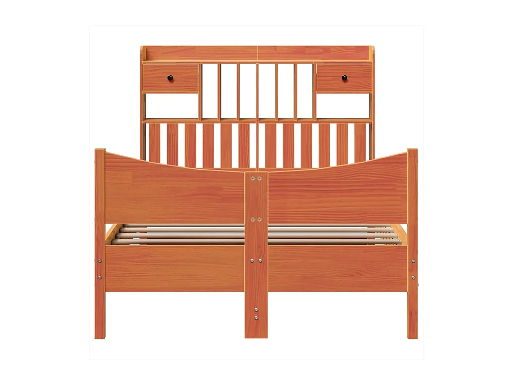 Cadre de lit sans matelas cire marron 135x190cm bois pin massif