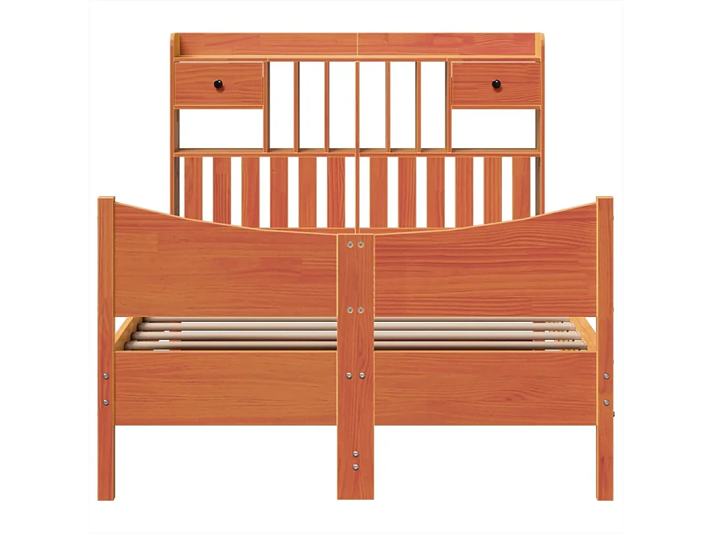 Cama sem colchão 135x190 cm madeira pinho maciça castanho-mel