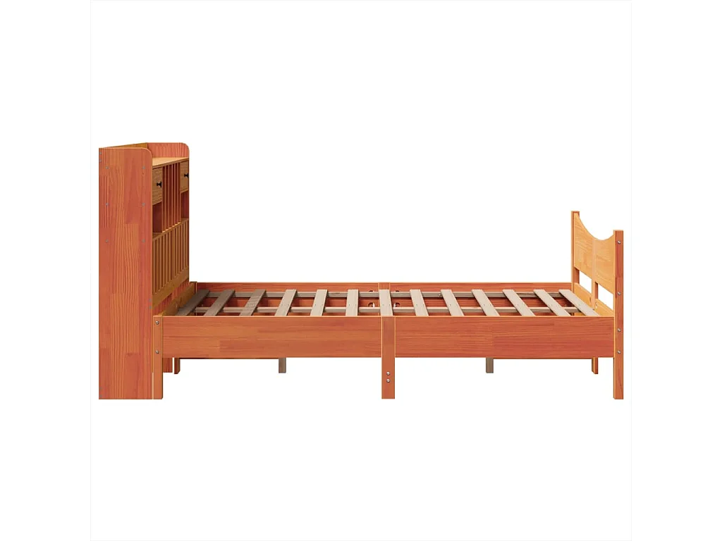Cama sem colchão 135x190 cm madeira pinho maciça castanho-mel