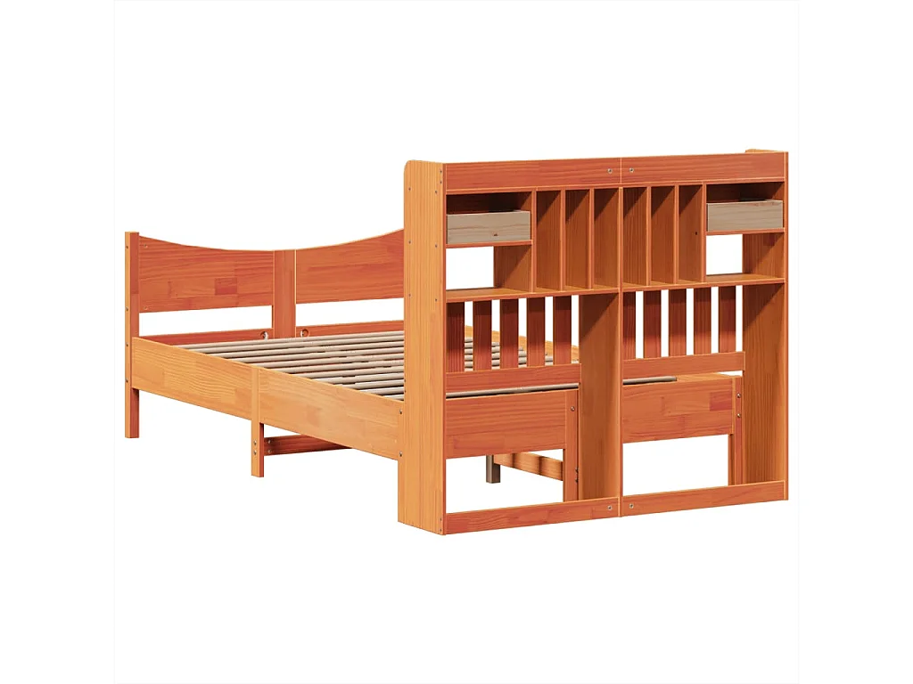 Cama sem colchão 135x190 cm madeira pinho maciça castanho-mel
