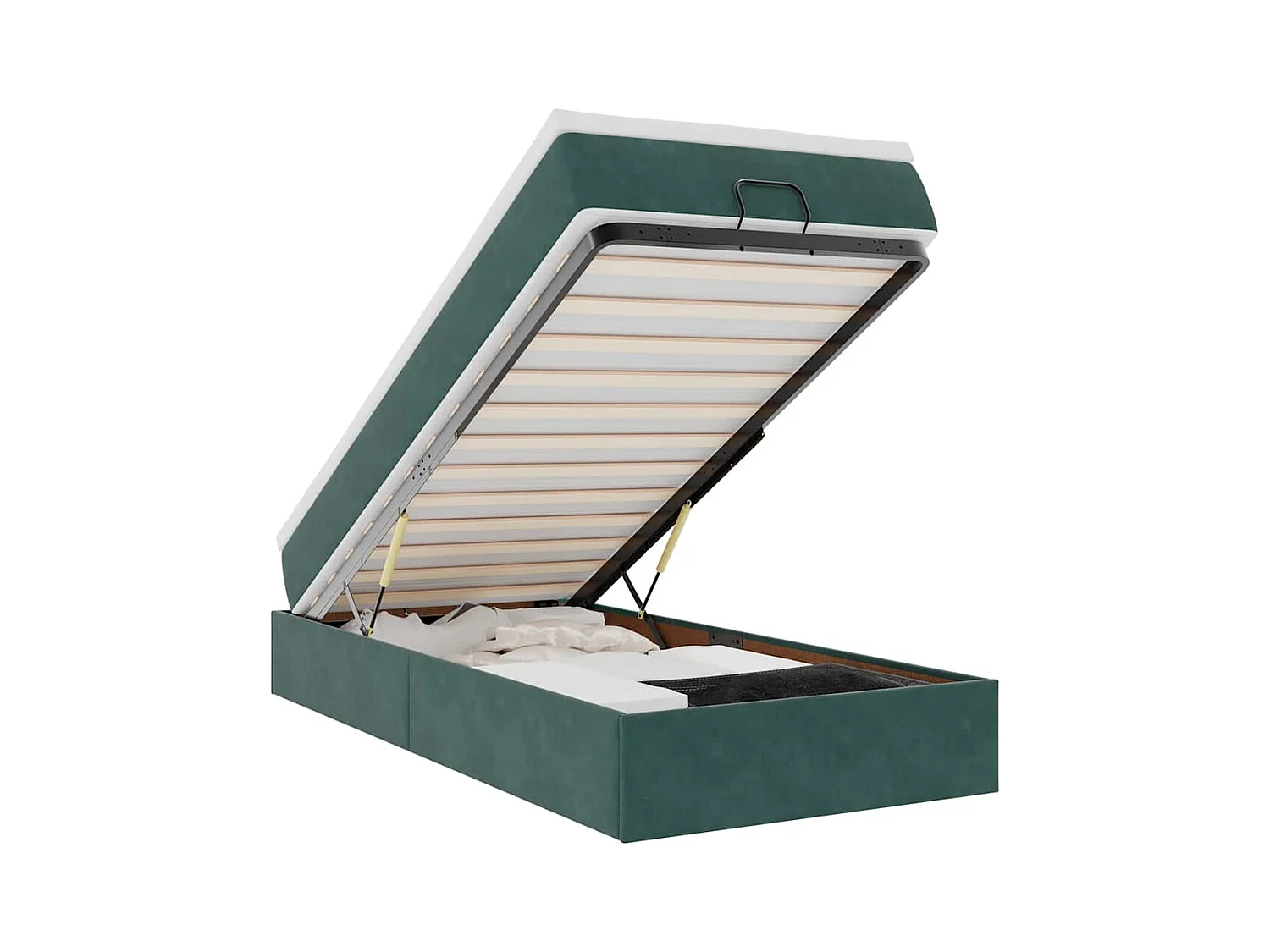 Cadre de lit ottoman avec matelas vert foncé 80x200 cm velours