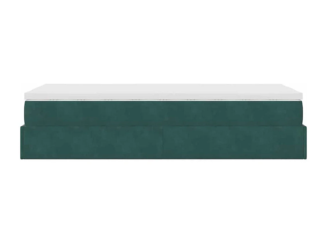 Cadre de lit ottoman avec matelas vert foncé 80x200 cm velours