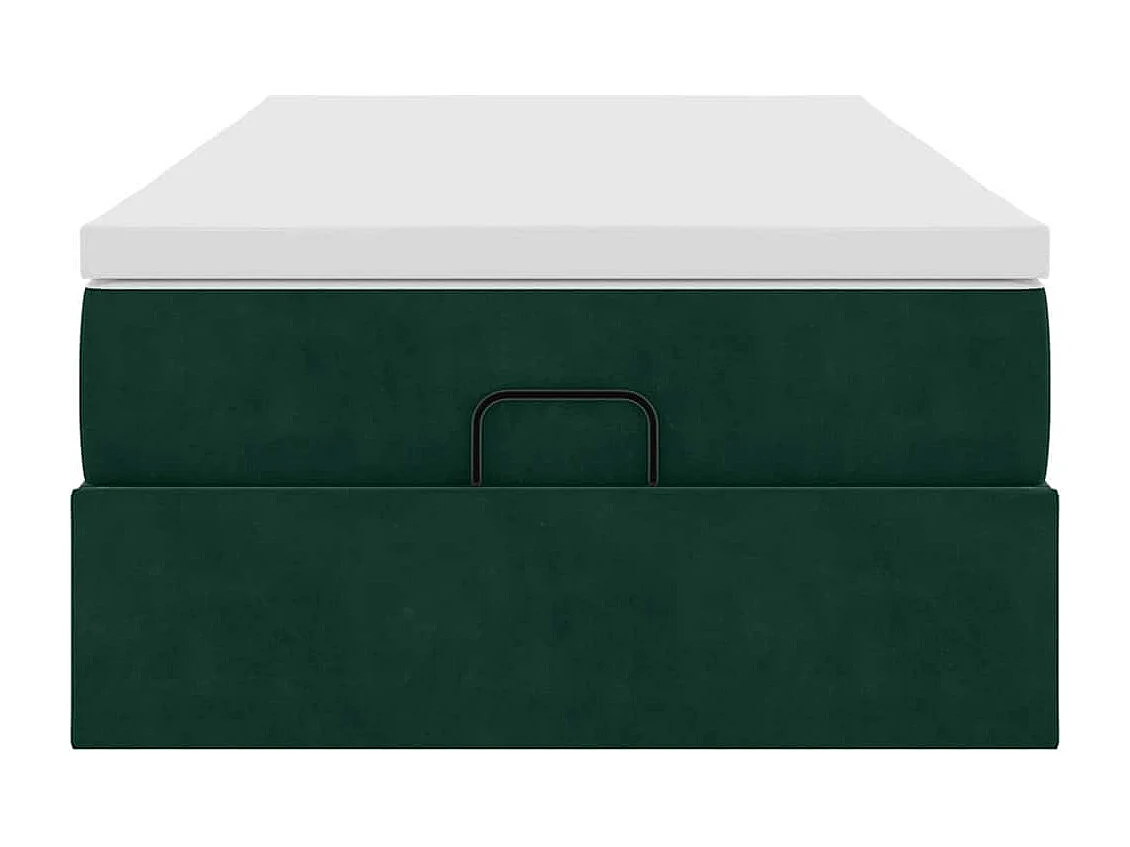 Cadre de lit ottoman avec matelas vert foncé 80x200 cm velours