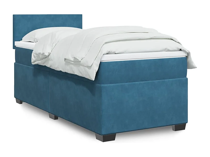 Boxspring met matras fluweel donkerblauw 80x200 cm
