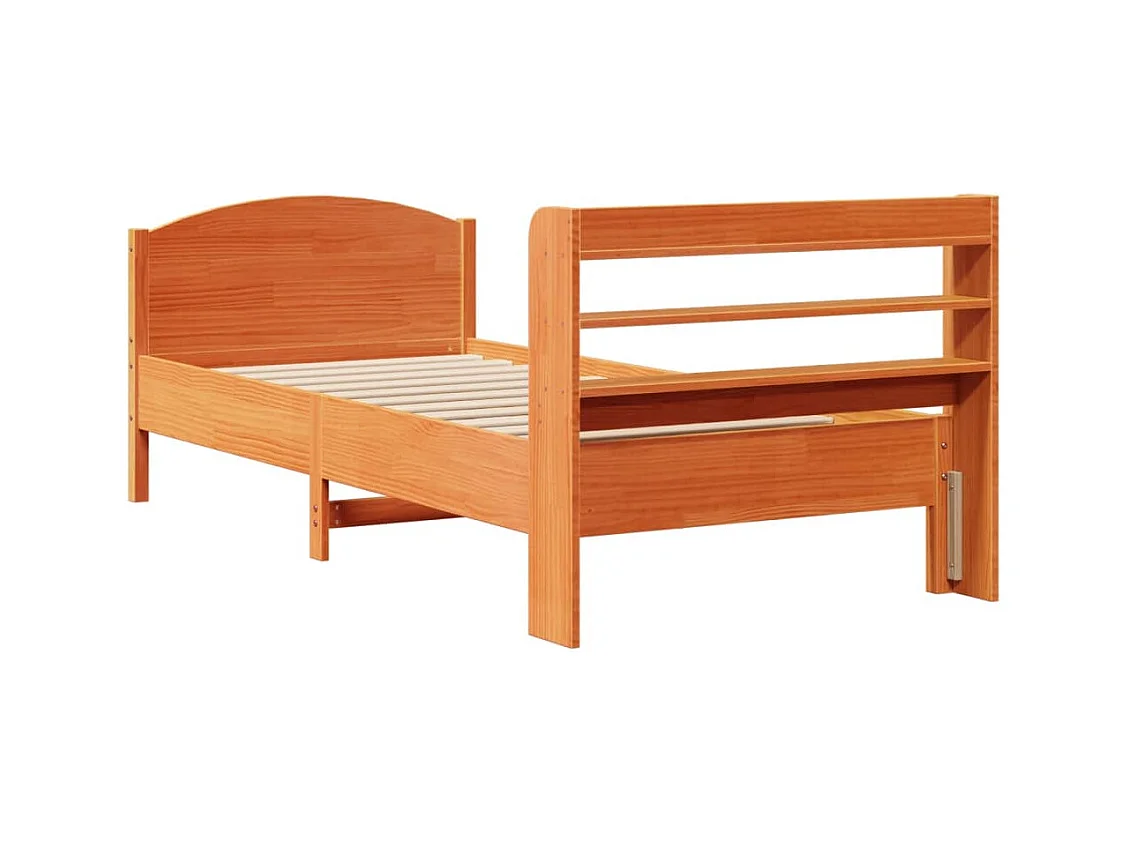 Cadre de lit sans matelas cire marron 75x190 cm bois pin massif