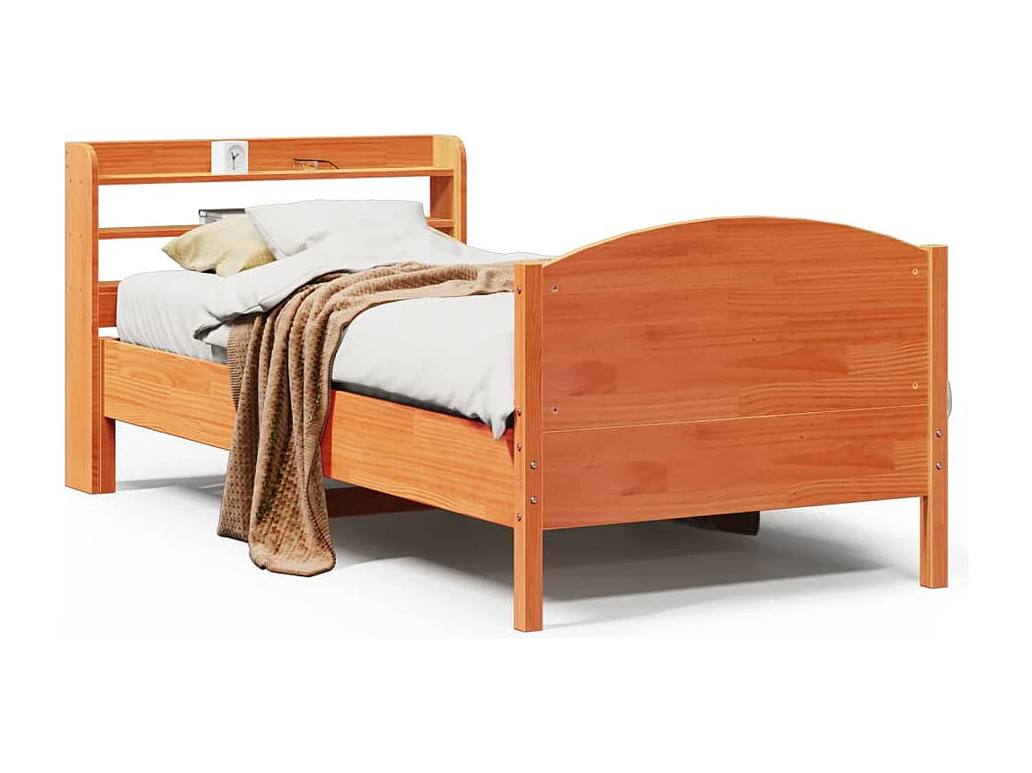 Letto senza Materasso Marrone Cera 75x190 cm in Legno di Pino