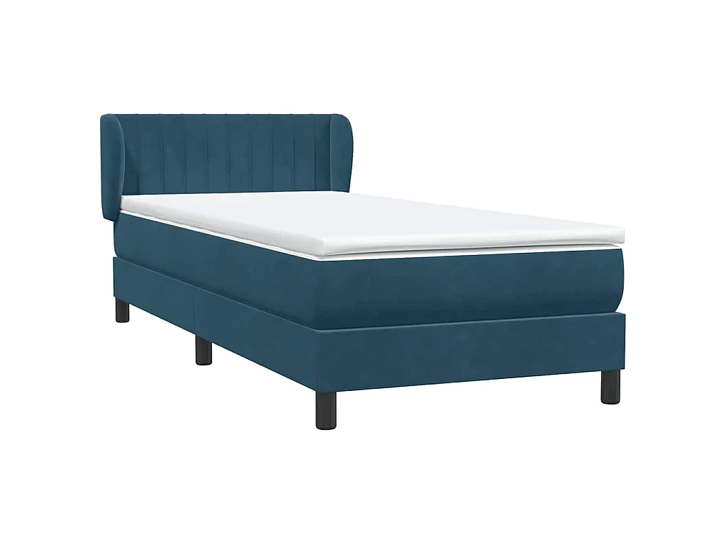 Sommier à lattes de lit et matelas bleu foncé 80x220 cm velours