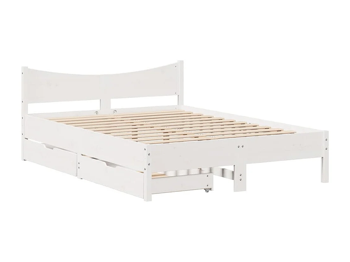 Bedframe met lades massief grenenhout wit 135x190 cm