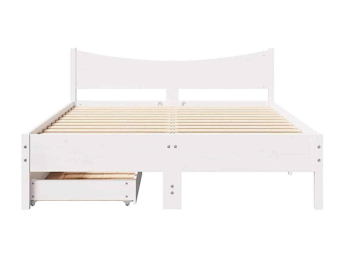 Cadre de lit avec tiroirs blanc 135x190 cm bois de pin massif