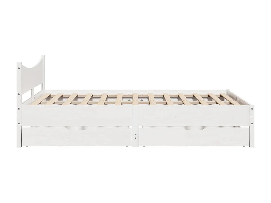 Cadre de lit avec tiroirs blanc 135x190 cm bois de pin massif